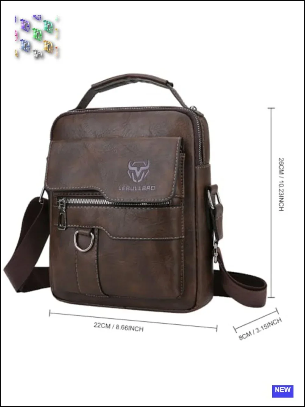 Crossbody Bag Leather Sling Messenger Bag with Multiple Pockets Business